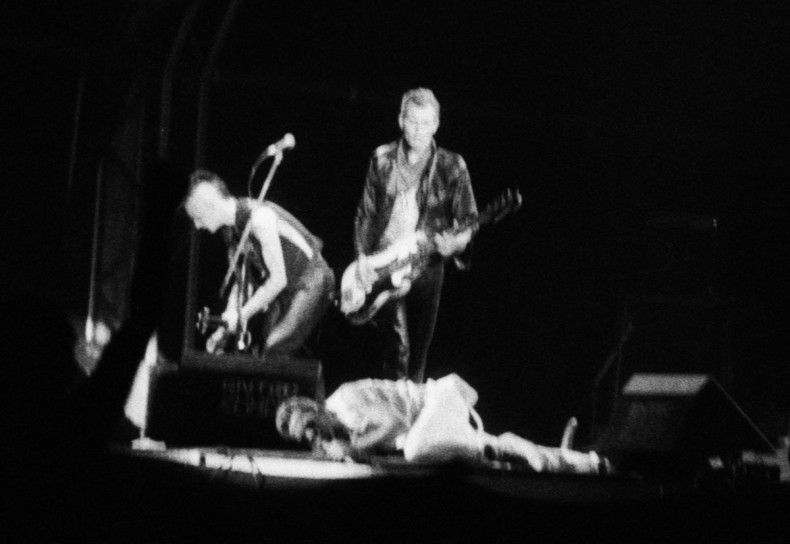 Vince White, Paul Simonon and Joe Strummer at 'Rock in Athens 85'', 1985.